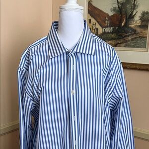 Hawes &Curtis Jermyn Street London non-iron blue Striped Men's Shirt